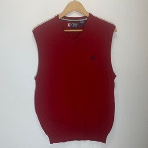 Chaps Men's V-Neck Red Sweater Vest, Size L